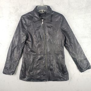 Wilsons Leather Jacket Full zip Pelle Studio Women's Black Full Zip Pockets M